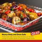 Glad Disposable Aluminum All Purpose Pans in Red, White & Blue Stars, 3ct with Lids - Printed Colorful Foil Steam Pans - 12.5” x 10.2” x 2.16” Aluminum Pan - Disposable Steamware (Pack of 2)
