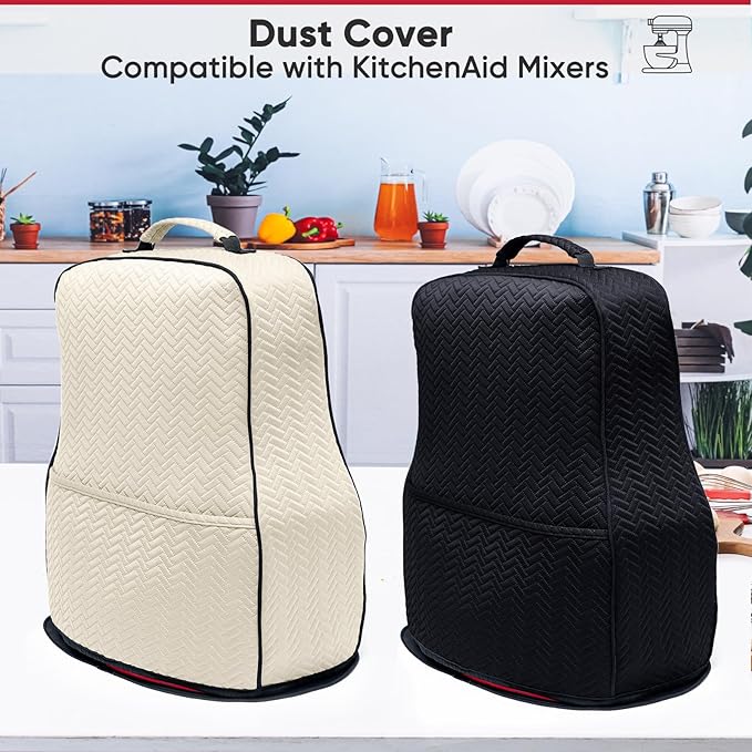 BAGSPRITE Stretchy Stand Mixer Cover with Appliance Slider- Washable Appliance Cover Compatible with Kitchenaid Mixer5/4.5 Quart - Dust Cover with Pockets for Kitchen Aid Accessories and Attachments
