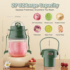 Portable Blender, Personal Blenders for Shakes and Smoothies with 27oz Cup, Lid and Shoulder Strap, Type-C USB Rechargeable, BPA-Free for Gym/Travel/Kitchen (Green)