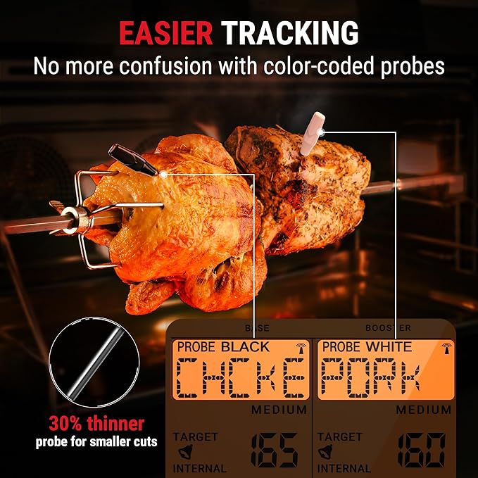 TempPro TempSpike 2000FT Wireless Meat Thermometer Digital with 2 Ultra-Thin Meat Probe, Grill Thermometer Wireless for Smoker, BBQ, Grill, Turkey, Kitchen Cooking Thermometer (Previously ThermoPro)