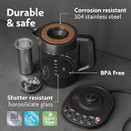 Vianté Electric Kettle With Infuser. No Plastic In Contact With Water. Hot Tea Maker With Temperature Control And Automatic Shut Off 1.5 Liters Capacity | Black Color