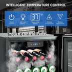 120 Can Beverage Refrigerator – Mini Fridge with Glass Door for Soda Beer or Wine, Beverage Cooler for Bedroom, Office, Bar with Adjustable Shelves & Digital Temperature Display, Silver