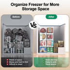 Freezer Organizer Bins, 4 Pack Stackable Deep Chest Freezer Organizer Bins, Foldable Baskets with Handles, White Storage Container Baskets for 5/ 7 Cu.FT Sort Frezen Meats