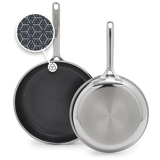 GreenPan Spectra 10" & 12" Frying Pan Skillet, Hybrid Tri-Ply Stainless Steel, PFAS-Free Ceramic Nonstick Textured Cooking Surface, Induction Cookware, Diswasher Safe, Oven & Broiler Temp to 850˚F