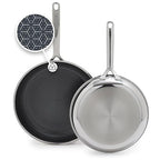 GreenPan Spectra 10" & 12" Frying Pan Skillet, Hybrid Tri-Ply Stainless Steel, PFAS-Free Ceramic Nonstick Textured Cooking Surface, Induction Cookware, Diswasher Safe, Oven & Broiler Temp to 850˚F