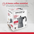 Holstein Housewares - 6 Cup Aluminum Stovetop Espresso Maker and Moka Pot - Great Tasting Traditional Espresso Coffee, Italian and Cuban Café Brewing in Minutes, Silver