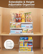 EVERIE Extendable 3-Tier Kitchen Cabinet & Pantry Organizer for Plastic Wrap, Foil & Storage Bags, Adjustable Heavy Duty Shelf Rack for Wrap Boxes, Jars & Snack Boxes (11–16.7 in Wide), Pack of 2