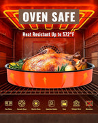 Round Enamel Roasting Pan Set Bakeware 4 Pack Cake Pizza Baking Dish 9/10/12/14 Inch Non-Stick Heat Resistance Chicken Roaster Oven Dishwasher Safe, Birthday Mother Day Gift Cookware