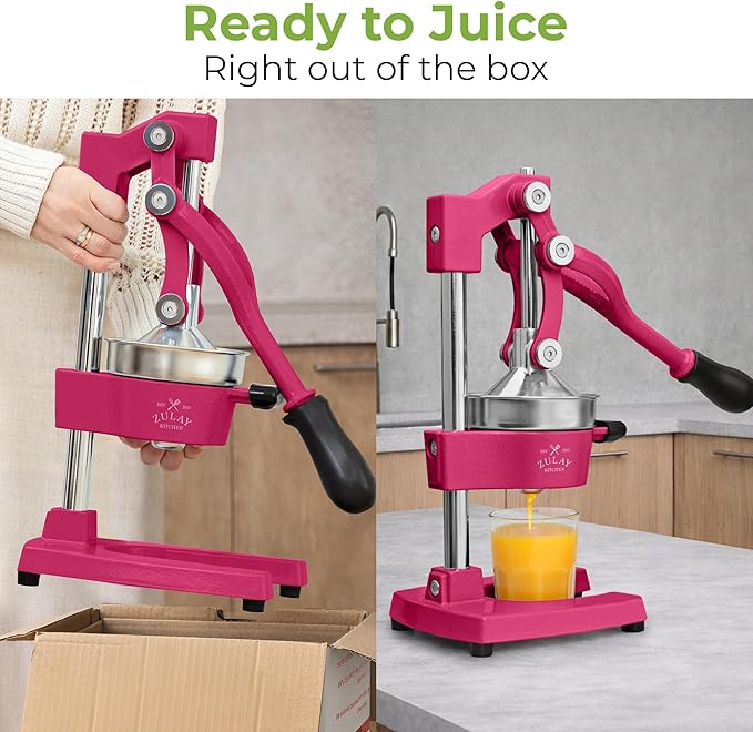 Zulay Kitchen Cast Iron Juicer - Easy-to-Clean Heavy-Duty Manual Juicer, Professional Citrus Juicer - Stainless Steel Lemon Squeezer - Manual Citrus Press & Orange Squeezer - Orange Juicer