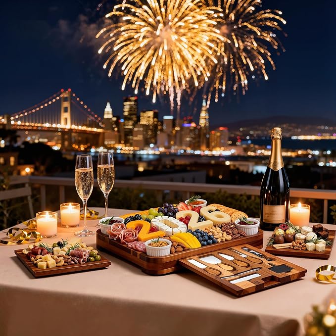 SMIRLY Charcuterie Boards Set - Large Acacia Cheese Board Set - House Warming Gifts New Home, Wedding Gift for Couple, Bridal Shower Gift, Birthday Gifts for Women