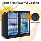 Back Bar Cooler Undercounter Beverage Refrigerator with Glass Door, Commercial Display Fridge for Beer Drink Soda with Temperature Control, 7.2Cu. Ft. Large Capacity, Black