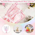 Coitak 100 PCS Cotton Candy Sticks, 100 PCS Cotton Candy Bags with Ties, 13.77 Inch Cotton Candy Sticks Random Colorful Cotton Candy Supplies Paper Straws for Candy Making