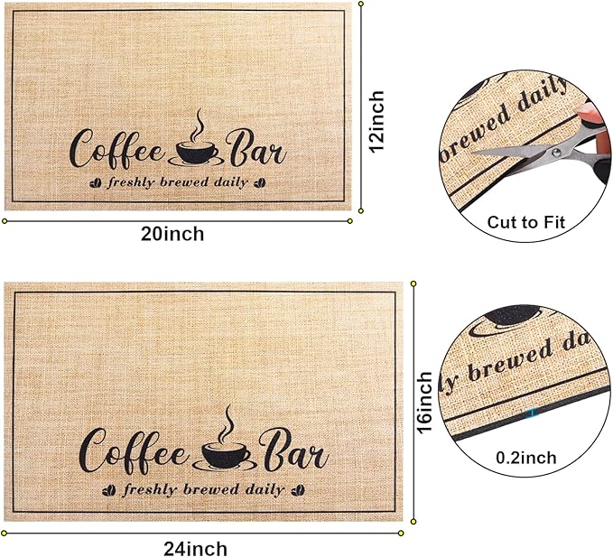 CooRug Absorbent Coffee Mat, Fashion Dish Drying Mat for Kitchen Counter Coffee Bar Accessories Espresso Machine Dish Rack 16" x 24" Beige