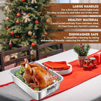 Roasting Pan,VBOYL 16" 3-Piece Roasting Pan Set: Deep Pan + Flat & V-Racks. Ideal for Turkey, Chicken, Veggies, Lasagna. Heavy-Duty, Non-toxic, Easy Clean, Dishwasher Safe.