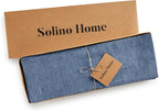 Solino Home Linen Cloth Placemats Set of 4-100% Pure Linen Blue Denim Placemats 14 x 19 Inch for Winter - Athena
