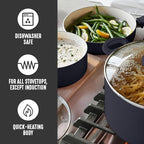 GreenLife 2.5QT Nonstick Saucepan with Glass Lid, Soft Grip, PFAS-Free Ceramic, Multipurpose Chef Pan, Milk & Sauce Cooking Pot, Dishwasher & Oven Safe to 350˚F, Stay-Cool Handle, Black