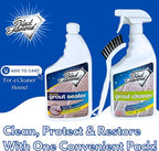 Grout Cleaner & Sealer Bundle W/Brush: Cleaner & Protector for all grout types; All Tile & Natural Stone floors, showers, & countertops