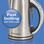 Hamilton Beach 1.7 Liter Temperature Control Electric Kettle, Water Boiler & Heater, Fast Boiling 1500 Watts, BPA Free, Cordless, Auto-Shutoff and Boil-Dry Protection, Stainless Steel (41020R)