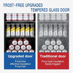 17Inch Beverage Refrigerator and Cooler Freestanding, 96 Cans Mini Fridge with glass door and Lock, Small Drink Fridge for Soda, Beer, Wine, For Home Bar Office with LED Light