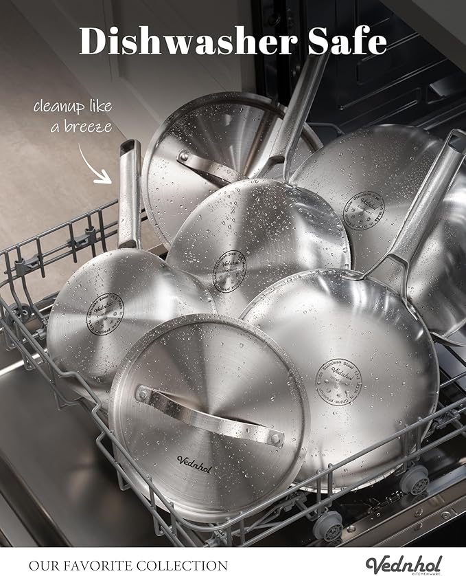 Stainless Steel Cookware Set, 8 Pcs Tir-Ply Pots and Pans Set, PFOA&PTFE Free, Dishwasher&Oven Safe, Kitchen Induction Compatible, ollas de acero inoxidable para cocinar