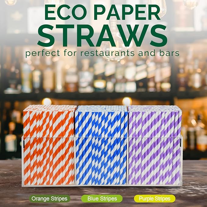 Small Purple Paper Cocktail Straws, 5.75 inch, 500 counts, Disposable Short Sipping & Stirring Straws - Biodegradable