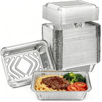 Aluminum Pans with Lids (60 Pack, 8.5"×6") 2.25 LB Capacity Foil Pans with Lids - 60 Pans and 60 Clear Dome Lids - Disposable Food Containers Tin Foil Pans for Baking, Meal Prep,Storage and Freezer