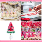 Yinkin Cake Pop Mold Sticks and Wrappers Cake Pop Kit Set Include 100 Parcel Bags 100 Papery Treat Sticks Metallic Twist Ties Scooper Ball Maker Lollipop Tools for Candy Chocolates and Cookies(Red)