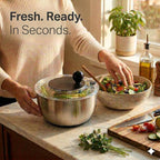 Stainless Steel Salad Spinner Large 5.28 Qt – Fast Drying Lettuce Spinner, Premium Durable Bowl for Washing & Drying Vegetables