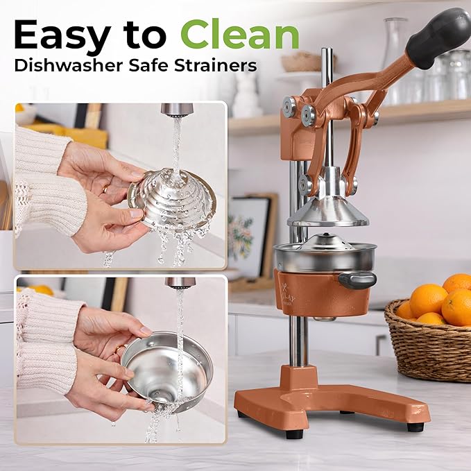 Zulay Kitchen Cast Iron Juicer - Easy-to-Clean Heavy-Duty Manual Juicer, Professional Citrus Juicer - Stainless Steel Lemon Squeezer - Manual Citrus Press & Orange Squeezer - Orange Juicer
