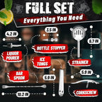 Cocktail Shaker Set of 10 – Stainless Steel Mixology Bartender Kit with 10 Accessories, Easy to Clean Bar Tool Set | Wooden Organizer for Home Bar Setup, Great Gift for Cocktail & Drink Enthusiasts