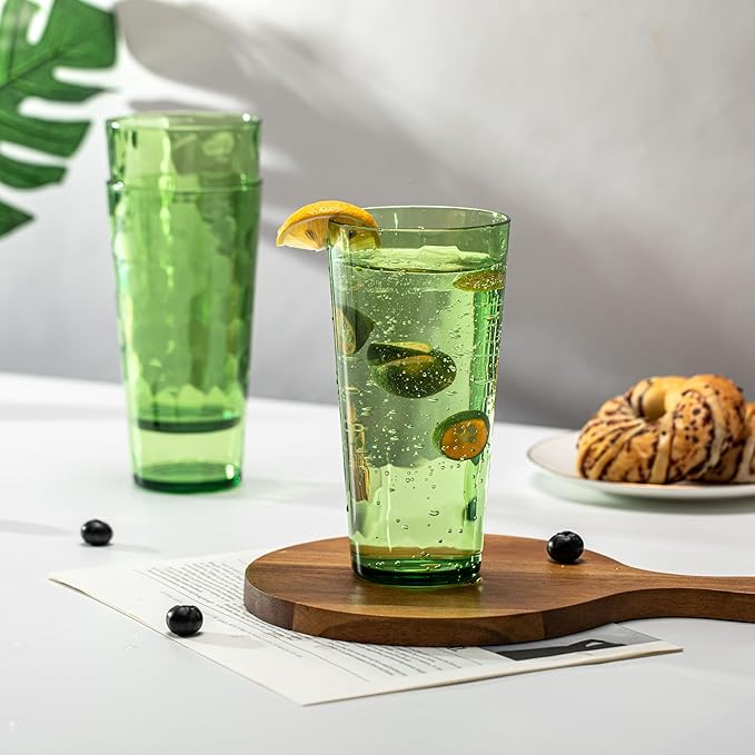 KOXIN-KARLU Mixed Drinkware 26-ounce Plastic Tumbler Acrylic Water Glasses, set of 6 Green