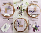 Solino Home Linen Napkins Set of 4 - Classic Hemstitch 100% Pure Linen Lilac Dinner Napkins Cloth 20 x 20 Inch for Valentines - Handcrafted and Machine Washable