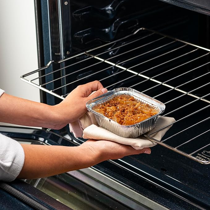 GUSTO [1 lb - 100 Count Disposable Aluminum Foil Pans with Clear Dome Lids, 5x4 Takeout Pans – Great for Baking, Cooking, Storage, and Freezing (Formerly Comfy Package)