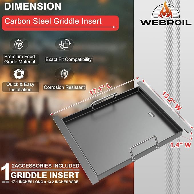 Flat Top Griddle Insert for Royal Gourmet GA5401T, Heavy-Duty Carbon Steel Griddle Plate, Compatible with Royal Gourmet GA5401T 5-Burner Grill, Replacement BBQ Griddle for Outdoor Patio Cooking