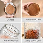 Adodeen 3-Pack 32oz Vintage Glass Jar With Lid, Glass Storage Containers, Airtight Kitchen Storage Containers For Sugar, Coffee, Tea, Spice, Flour, Candy Cookie, Pasta, Cereal