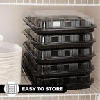 10 Pack Catering Trays with Lids – 17" Serving Tray with Lid, Heavy Duty Recyclable Plastic Party Platters for Catering, Buffet, Picnics & Events – Food Tray with Clear Lid (17.72 x 12.20 x 2.95 inch)