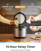 COMFEE' Rice Cooker Upgraded, 6-in-1 Stainless Steel Multi Cooker, Slow Cooker, Steamer, Saute, and Warmer, 2 QT, 8 Cups Cooked(4 Cups Uncooked), Brown Rice, Quinoa and Oatmeal, 6 One-Touch Programs