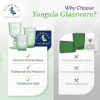 Yungala Green Small Drinking Glasses Set of 6 Vintage Hobnail 8 oz