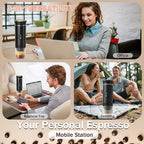 Portable Battery Espresso Coffee Maker for Travel - 20 bar Mini Car Espresso Machines, 3-in-1 Self-Heating Electric Espresso Maker, USB-C Ground Coffee & Capsule Pod(Ns&DG) RV, Hiking, Office