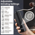 Manual Coffee Grinder with Precision Conical Burr – Adjustable Hand Coffee Grinder with Double Bearings – Stainless Steel Portable Coffee Mill for Espresso, French Press,Travel & Camping