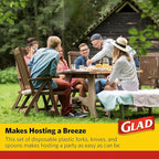 Glad Disposable Cutlery Set - Clear Heavy Duty Plastic Forks, Knives, and Spoons - 240 Piece Plasticware for Parties - Durable, Sturdy Recyclable Utensils - Great for July 4th, Thanksgiving, Christmas