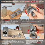 Detachable Manual Coffee Grinder with 25 Level Stainless Steel Conical Burr Portable Aluminum Coffee Bean Grinder Grinder Gift Set Suitable for Moka Pot Espresso Pour Over Easy Cleaning with Brush