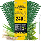 BugBai® Mosquito Repellent Outdoor Patio, 240 PCS Natural Plant-Based Citronella Oil Incense Sticks Indoor Home Pet Family Safe, DEET Free Bug Insect Control Repellent for Yard Garden Camping Fishing