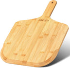 Pizza Peel 12 inch, Bamboo Pizza Paddle Spatula - Wooden Serving Board, Oven Accessory for Baking Homemade, Wood Cutting Board for Cheese Bread Fruit Vegetables