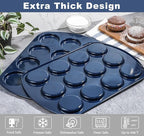 Webake Non-Stick Muffin Top Pan for Baking Egg Bites, Whoopie Pies, Cookies, Yorkshire Pudding, Heavy Gauge Carbon Steel Set of 2