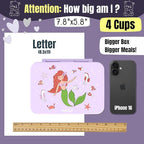 BEARFOOT Bento Box Compact, BPA-Free Children's Lunch Box for School & Nursery, Leak-Proof Lunch Box for Girls and Boys, Practical, Lightweight and Compact (Mermaid Purple, 4 Cups)