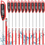 Copkim 12 Set Waterproof Food Thermometer for Water, Liquid, Candle and Cooking Digital Meat Thermometer with Long Probe Instant Read for Kitchen BBQ Grill Candy (Red)