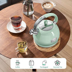 RETTBERG Tea Kettles Stovetop, 2.64 Quart Induction Whistling Tea Kettles Food Grade Stainless Steel Teapots with Cool Touch Handle Mint Green