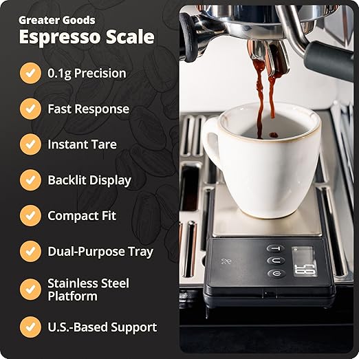Greater Goods Digital Espresso and Coffee Scale - 750 x 0.1g, Mini Scale with 6 Units of Measurement