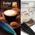 Zulay Kitchen Patented Tornado Triple Whisk Milk Frother with 4 Duracell Batteries – Handheld Foam Maker for Coffee, Lattes, Matcha & Hot Chocolate – Rich, Creamy Froth in Seconds - Sea Depth